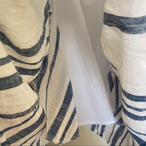 JustFab Linen Blend Blue White Stripe Dress Small - Picture 6 of 9